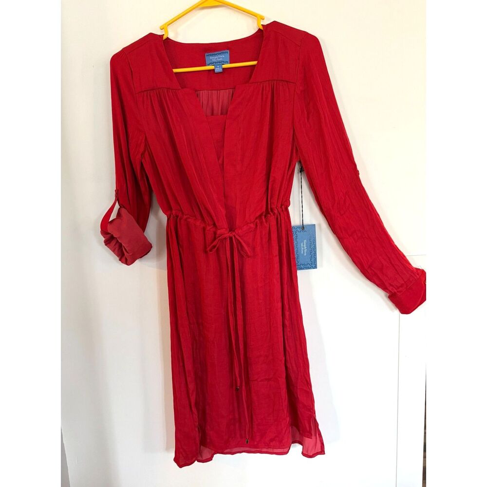 NEW Simply Vera by Vera Wang Red Silky Dress with drawstring waist sz S